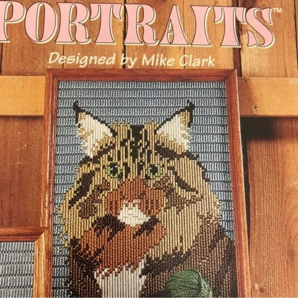Vintage Plastic Canvas Instruction Booklets Cat Portraits and Poseable Pets